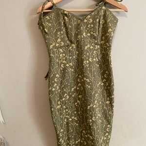 Olive Floral Midi Dress